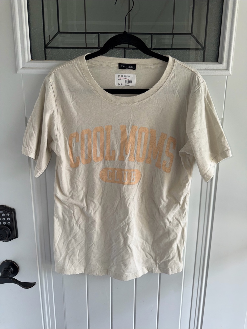 Zutter Cool Moms Club Short Sleeve Tee - Cream with Peach Print